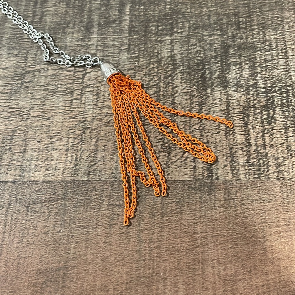 Lia Sophia orange chain dangle necklace - Picture 4 of 6